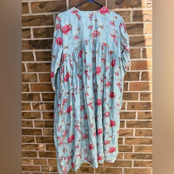 Zah Powder Blue V-Neck Lined Embroidered Kurta Dress with Bishop‎ Sleeves XXL - Picture 3 of 5